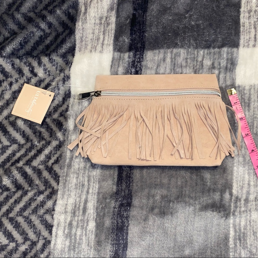 NWT Faux Suede Fringe Cosmetic/Accessory/Stash Bag - Picture 3 of 7